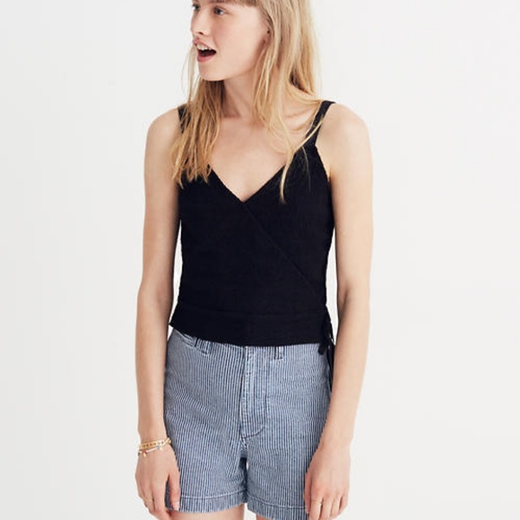 Madewell Tops - Madewell black Finale wrap front Tank Top